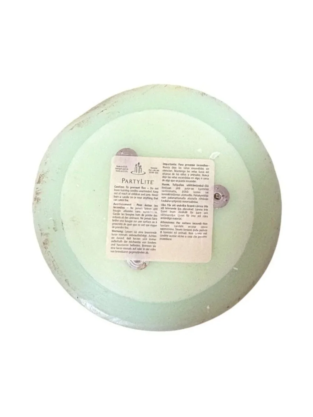 *PartyLite 3-Wick Candle 6 x 8 Light Green Retired Large Home Decor Collectible